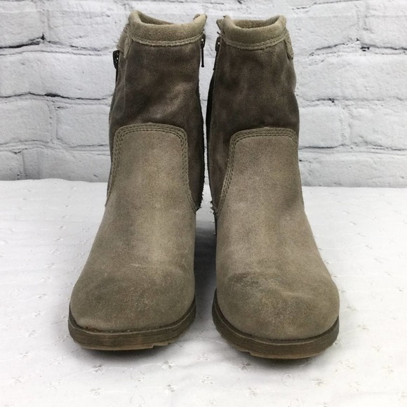 BareTraps Kammy Tan Leather Zip Up Round Toe Chunky Heel Ankle Boot Women's 11M - Picture 2 of 14